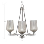 Uptowne Three Light Chandelier in Aged Silver with 5" Silver Textured Shade