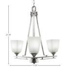 Uptowne Three Light Chandelier in Aged Silver with 4.5" Square White Muslin Shade