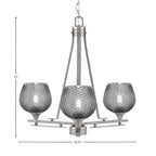 Uptowne Three Light Chandelier in Aged Silver with 6" Smoke Textured Shade