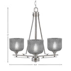 Uptowne Three Light Chandelier in Aged Silver with 6" Smoke Textured Shade