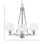 Uptowne Three Light Chandelier in Aged Silver with 6" Clear Bubble Shade