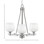 Uptowne Three Light Chandelier in Aged Silver with 6" White Marble Shade