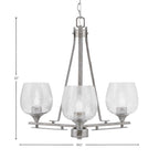 Uptowne Three Light Chandelier in Aged Silver with 6" Smoke Bubble Shade