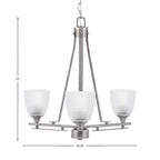 Uptowne Three Light Chandelier in Aged Silver with 5" Clear Ribbed Shade