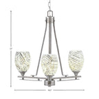 Uptowne Three Light Chandelier in Aged Silver with 5" Natural Fusion Shade