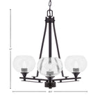 Uptowne Three Light Chandelier in Dark Granite with 7" Clear Bubble Shade