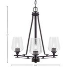 Uptowne Three Light Chandelier in Dark Granite with 5" Clear Bubble Shade
