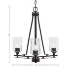 Uptowne Three Light Chandelier in Dark Granite with 4" Clear Bubble Shade