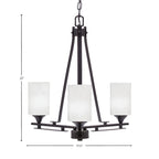 Uptowne Three Light Chandelier in Dark Granite with 4" White Marble Shade