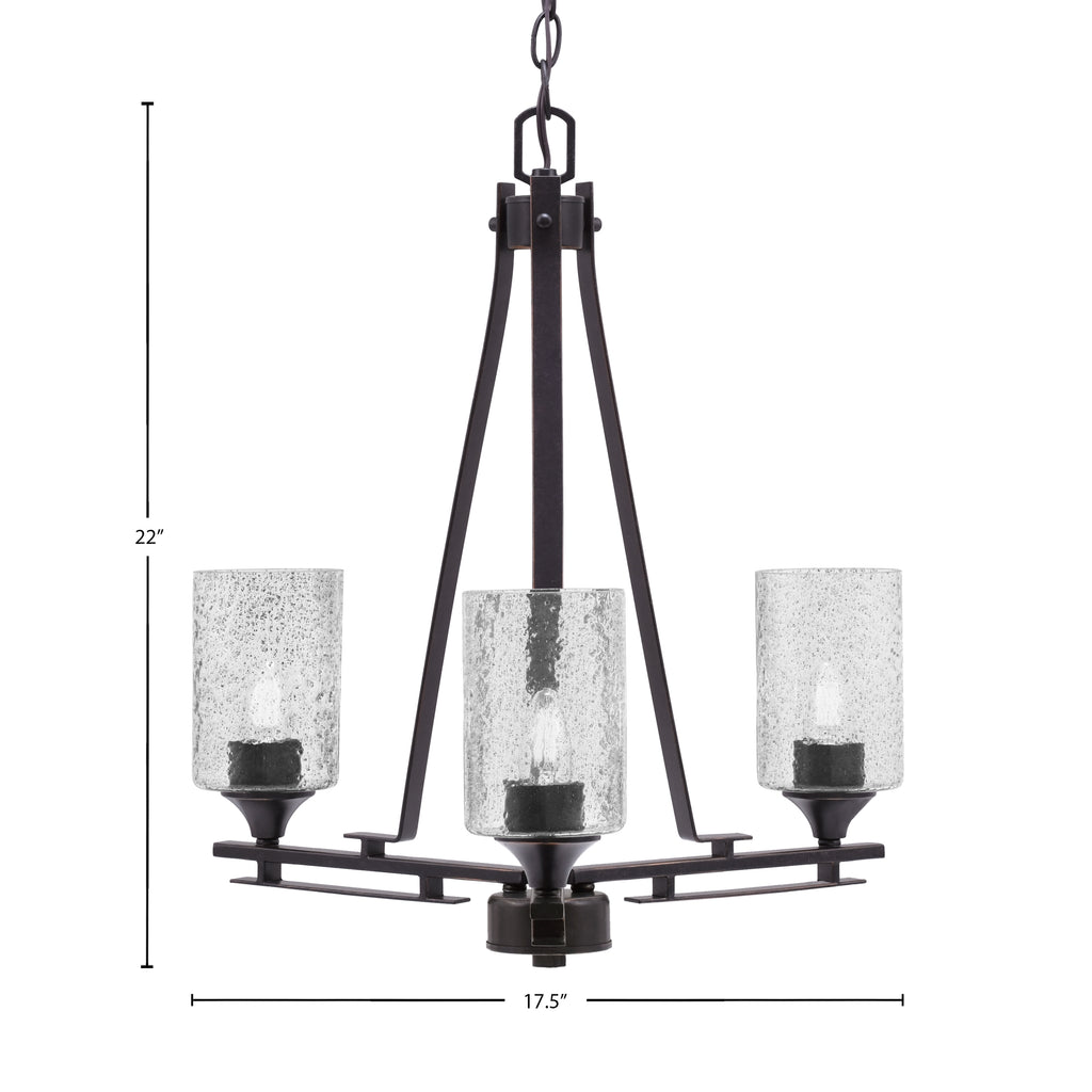 Uptowne Three Light Chandelier in Dark Granite with 4" Smoke Bubble Shade