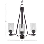 Uptowne Three Light Chandelier in Dark Granite with 4" Smoke Bubble Shade