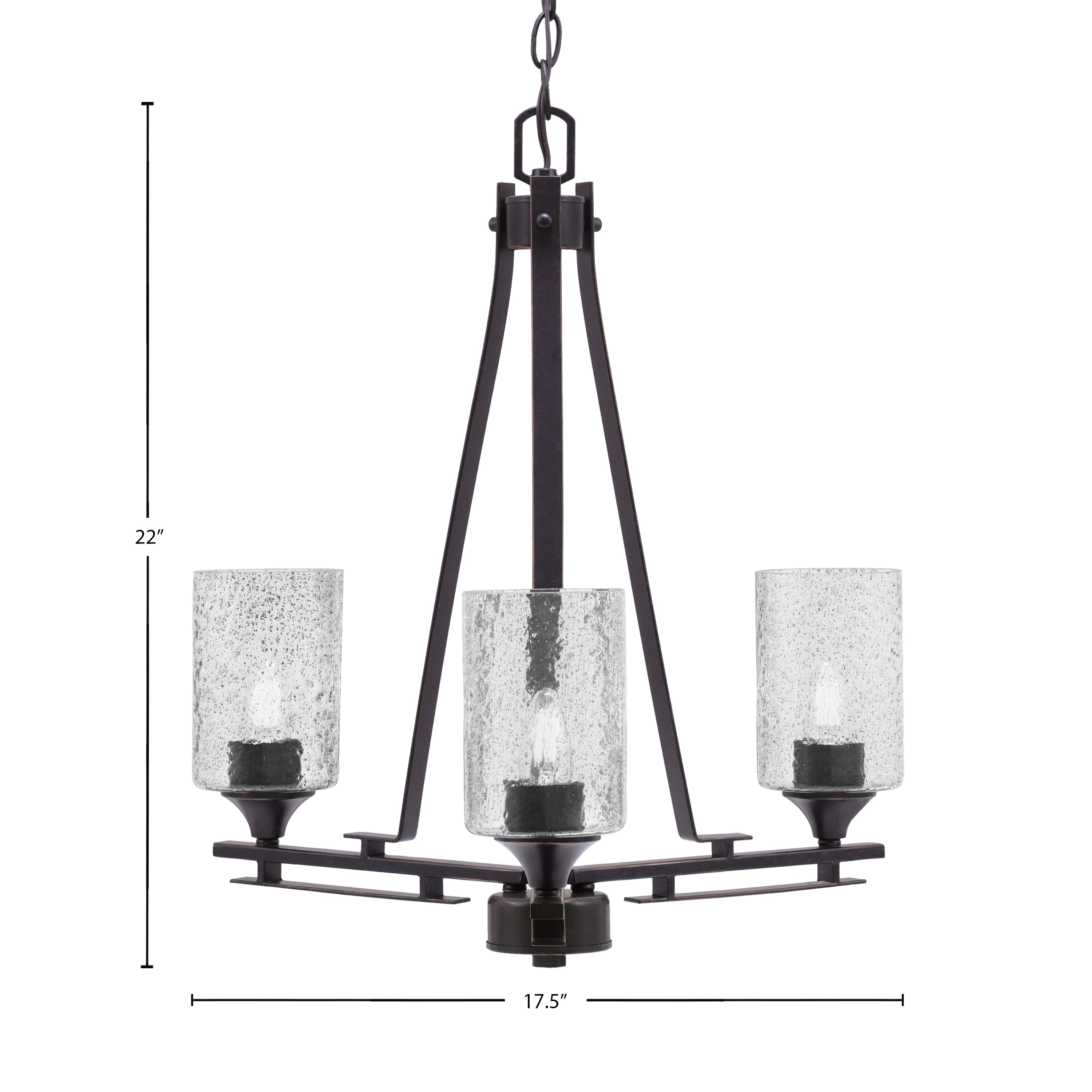Uptowne Three Light Chandelier in Dark Granite with 4" Smoke Bubble Shade
