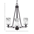 Uptowne Three Light Chandelier in Dark Granite with 4" Onyx Swirl Shade