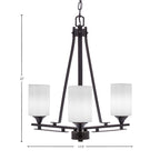 Uptowne Three Light Chandelier in Dark Granite with 4" White Muslin Shade