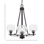 Uptowne Three Light Chandelier in Dark Granite with 5.75" Clear Bubble Shade