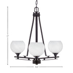 Uptowne Three Light Chandelier in Dark Granite with 5.75" White Marble Shade
