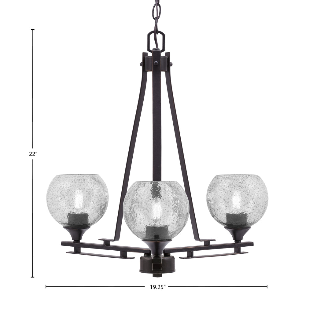 Uptowne Three Light Chandelier in Dark Granite with 5.75" Smoke Bubble Shade