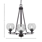 Uptowne Three Light Chandelier in Dark Granite with 5.75" Smoke Bubble Shade