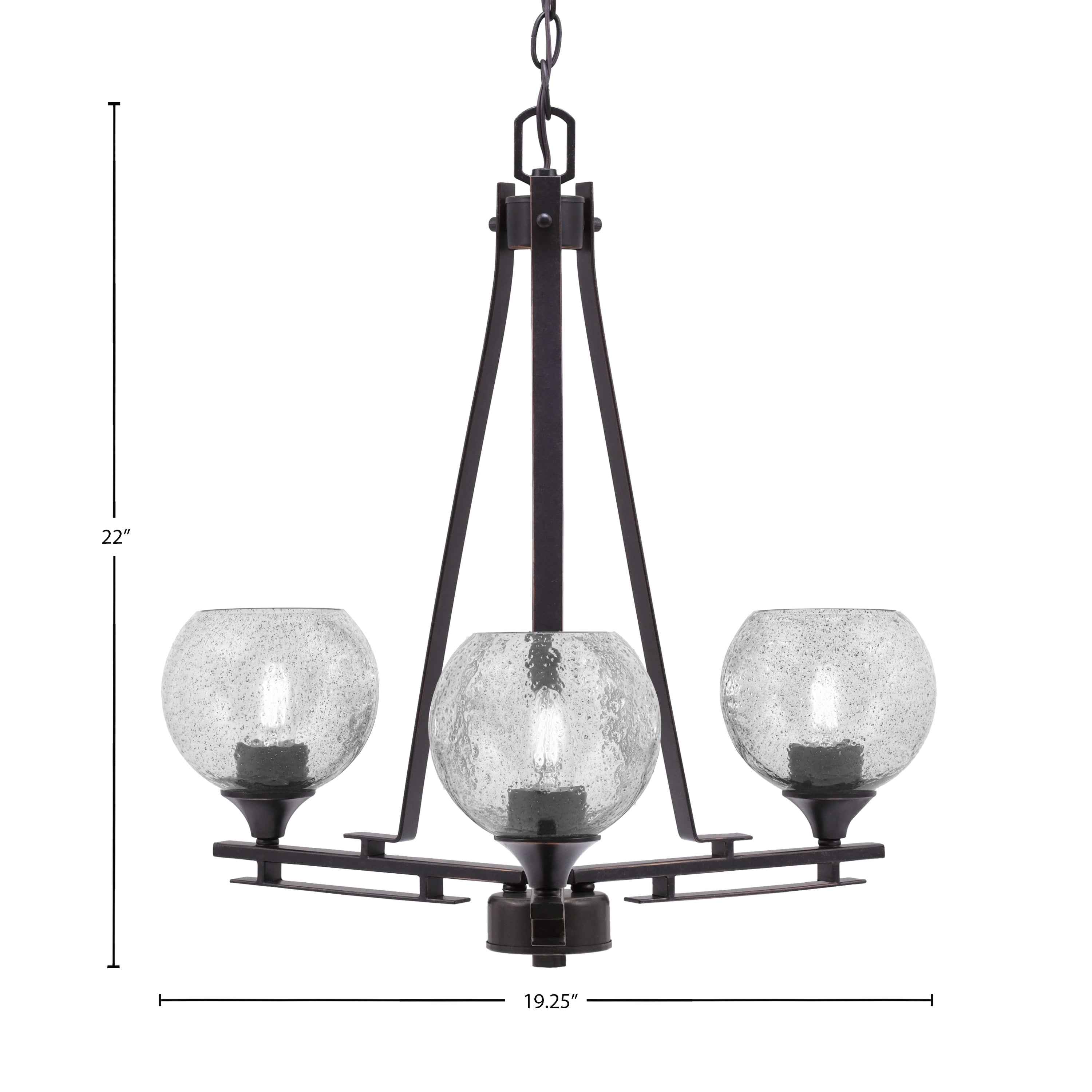 Uptowne Three Light Chandelier in Dark Granite with 5.75" Smoke Bubble Shade
