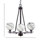 Uptowne Three Light Chandelier in Dark Granite with 5.75" Onyx Swirl Shade