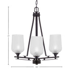 Uptowne Three Light Chandelier in Dark Granite with 5" Clear Textured Shade