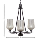 Uptowne Three Light Chandelier in Dark Granite with 5" Silver Textured Shade