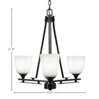 Uptowne Three Light Chandelier in Dark Granite with 4.5" Square White Muslin Shade