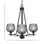 Uptowne Three Light Chandelier in Dark Granite with 6" Smoke Textured Shade