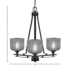 Uptowne Three Light Chandelier in Dark Granite with 6" Smoke Textured Shade