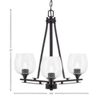 Uptowne Three Light Chandelier in Dark Granite with 6" Clear Bubble Shade