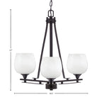 Uptowne Three Light Chandelier in Dark Granite with 6" White Marble Shade