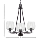 Uptowne Three Light Chandelier in Dark Granite with 6" Smoke Bubble Shade