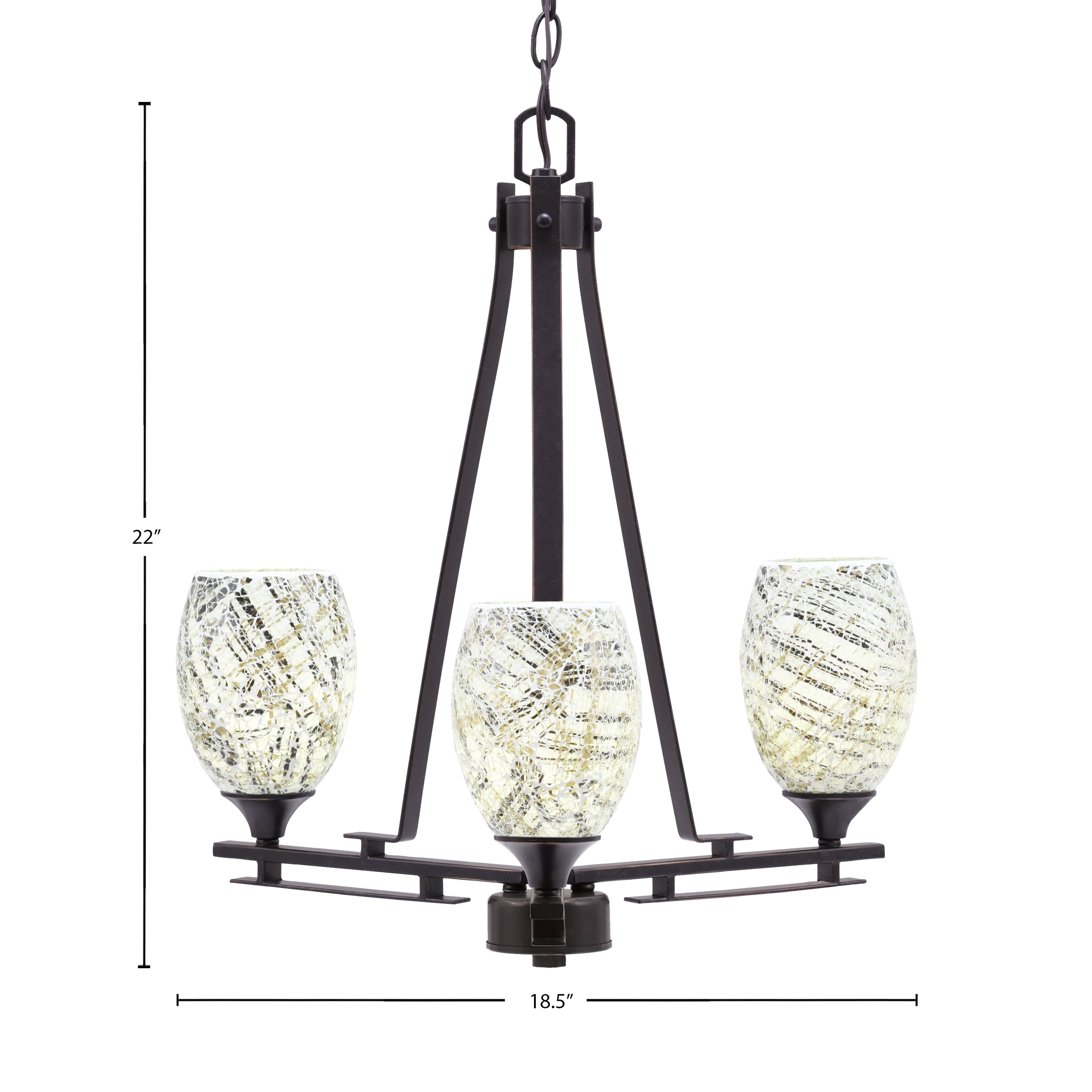 Uptowne Three Light Chandelier in Dark Granite with 5" Natural Fusion Shade