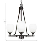 Uptowne Three Light Chandelier in Dark Granite with 5" White Linen Shade