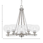 Uptowne Five Light Chandelier in Aged Silver with 7" Clear Bubble Shade
