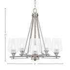 Uptowne Five Light Chandelier in Aged Silver with 5" Clear Bubble Shade