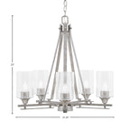 Uptowne Five Light Chandelier in Aged Silver with 4" Clear Bubble Shade