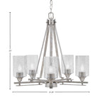 Uptowne Five Light Chandelier in Aged Silver with 4" Smoke Bubble Shade