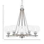 Uptowne Five Light Chandelier in Aged Silver with 5.75" Clear Bubble Shade