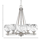 Uptowne Five Light Chandelier in Aged Silver with 5.75" Onyx Swirl Shade