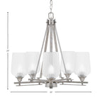 Uptowne Five Light Chandelier in Aged Silver with 5" Clear Textured Shade