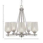 Uptowne Five Light Chandelier in Aged Silver with 5" Silver Textured Shade