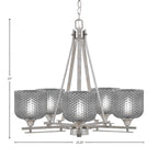 Uptowne Five Light Chandelier in Aged Silver with 6" Smoke Textured Shade