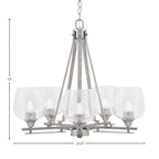 Uptowne Five Light Chandelier in Aged Silver with 6" Clear Bubble Shade