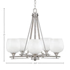 Uptowne Five Light Chandelier in Aged Silver with 6" White Marble Shade