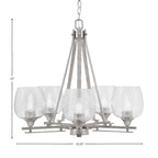 Uptowne Five Light Chandelier in Aged Silver with 6" Smoke Bubble Shade