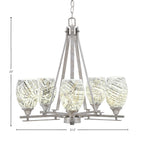 Uptowne Five Light Chandelier in Aged Silver with 5" Natural Fusion Shade
