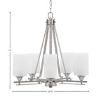Uptowne Five Light Chandelier in Aged Silver with 3.5" Square White Marble Shade