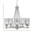 Uptowne Five Light Chandelier in Aged Silver with 3.5" Square Smoke Bubble Shade