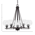 Uptowne Five Light Chandelier in Dark Granite with 7" Clear Bubble Shade